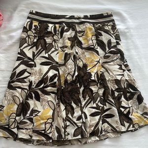 Floral Silk Midi Skirt